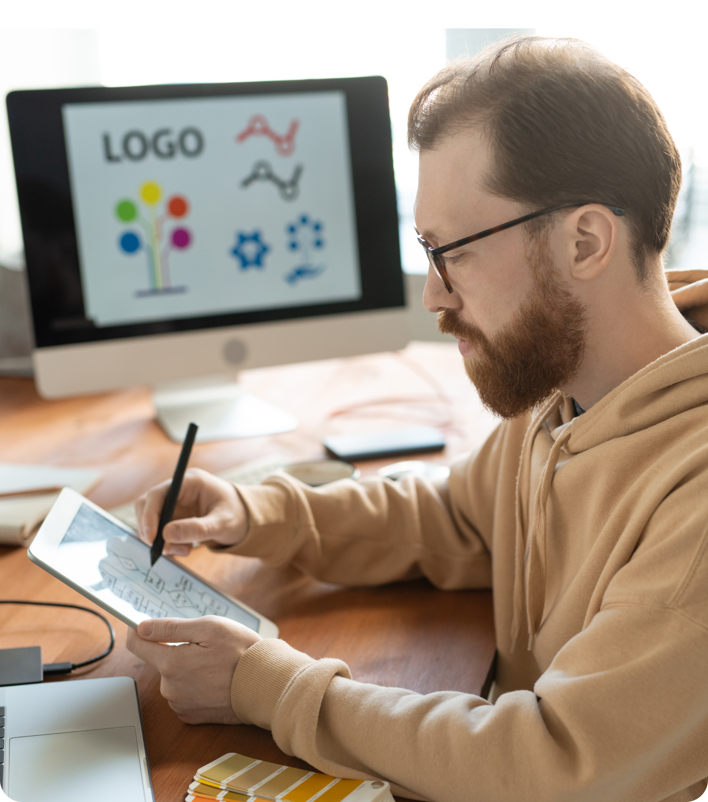 Designer working on graphic design